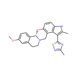 COc1ccc2c(c1)CCN1Cc3c(ccc4[nH]c(C)c(-c5nc(C)no5)c34)O[C@@H]21 ZINC000013474873