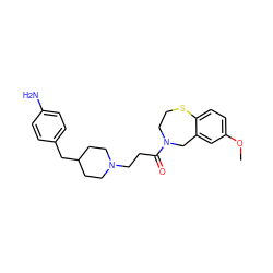 COc1ccc2c(c1)CN(C(=O)CCN1CCC(Cc3ccc(N)cc3)CC1)CCS2 ZINC000035284298