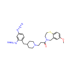 COc1ccc2c(c1)CN(C(=O)CCN1CCC(Cc3ccc(N=[N+]=[N-])cc3N=[N+]=[N-])CC1)CCS2 ZINC000035284308