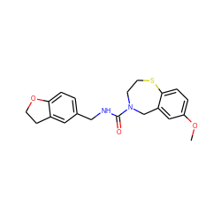 COc1ccc2c(c1)CN(C(=O)NCc1ccc3c(c1)CCO3)CCS2 ZINC000035283924