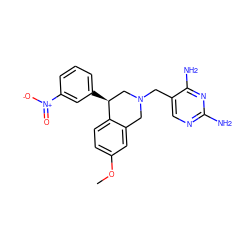 COc1ccc2c(c1)CN(Cc1cnc(N)nc1N)C[C@@H]2c1cccc([N+](=O)[O-])c1 ZINC000013520528