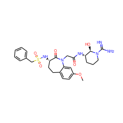 COc1ccc2c(c1)N(CC(=O)N[C@H]1CCCN(C(=N)N)[C@@H]1O)C(=O)[C@@H](NS(=O)(=O)Cc1ccccc1)CC2 ZINC000026574878