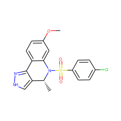 COc1ccc2c(c1)N(S(=O)(=O)c1ccc(Cl)cc1)[C@H](C)c1c[nH]nc1-2 ZINC000045316646