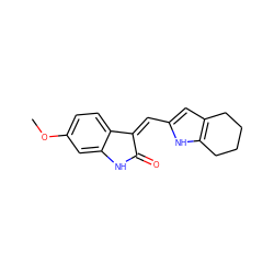 COc1ccc2c(c1)NC(=O)/C2=C\c1cc2c([nH]1)CCCC2 ZINC000100370382