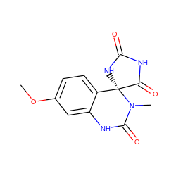 COc1ccc2c(c1)NC(=O)N(C)[C@@]21NC(=O)NC1=O ZINC000013455961