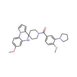 COc1ccc2c(c1)NC1(CCN(C(=O)c3ccc(OC)c(N4CCCC4)c3)CC1)c1cccn1-2 ZINC000299828391