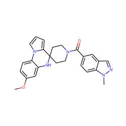 COc1ccc2c(c1)NC1(CCN(C(=O)c3ccc4c(cnn4C)c3)CC1)c1cccn1-2 ZINC000299823166