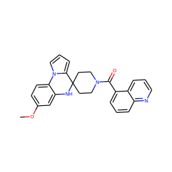 COc1ccc2c(c1)NC1(CCN(C(=O)c3cccc4ncccc34)CC1)c1cccn1-2 ZINC000165610326