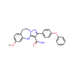 COc1ccc2c(c1)Nc1c(C(N)=O)c(-c3ccc(Oc4ccccc4)cc3)nn1CC2 ZINC000045339003