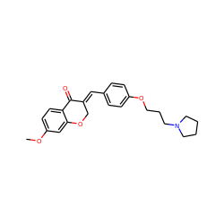 COc1ccc2c(c1)OC/C(=C\c1ccc(OCCCN3CCCC3)cc1)C2=O ZINC000299854247