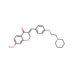 COc1ccc2c(c1)OC/C(=C\c1ccc(OCCN3CCCCC3)cc1)C2=O ZINC000299851179