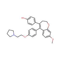 COc1ccc2c(c1)OCCC(c1ccc(O)cc1)=C2c1ccc(OCCN2CCCC2)cc1 ZINC000040395775