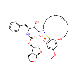 COc1ccc2c(c1)OCCC/C=C/CCCCN(C[C@@H](O)[C@H](Cc1ccccc1)NC(=O)O[C@H]1CO[C@H]3OCC[C@@H]13)S2(=O)=O ZINC000049694981