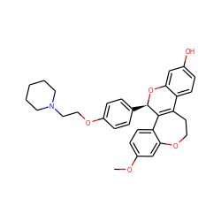 COc1ccc2c(c1)OCCC1=C2[C@@H](c2ccc(OCCN3CCCCC3)cc2)Oc2cc(O)ccc21 ZINC000033990879