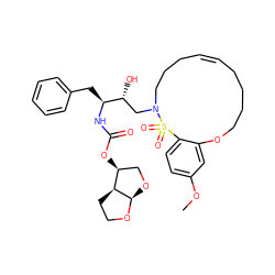 COc1ccc2c(c1)OCCCC/C=C\CCCN(C[C@@H](O)[C@H](Cc1ccccc1)NC(=O)O[C@H]1CO[C@H]3OCC[C@@H]13)S2(=O)=O ZINC000049722749