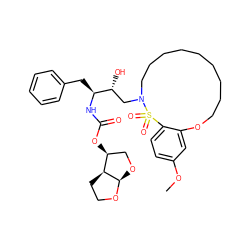 COc1ccc2c(c1)OCCCCCCCCCN(C[C@@H](O)[C@H](Cc1ccccc1)NC(=O)O[C@H]1CO[C@H]3OCC[C@@H]13)S2(=O)=O ZINC000049695046