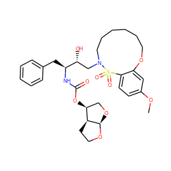 COc1ccc2c(c1)OCCCCCCN(C[C@@H](O)[C@H](Cc1ccccc1)NC(=O)O[C@H]1CO[C@H]3OCC[C@@H]13)S2(=O)=O ZINC000049694979