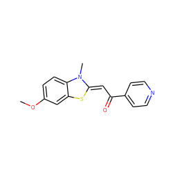 COc1ccc2c(c1)S/C(=C\C(=O)c1ccncc1)N2C ZINC000005023382