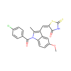 COc1ccc2c(c1)c(/C=C1/SC(=S)NC1=O)c(C)n2C(=O)c1ccc(Cl)cc1 ZINC000027767533