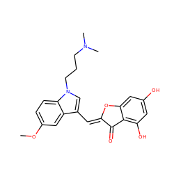 COc1ccc2c(c1)c(/C=C1\Oc3cc(O)cc(O)c3C1=O)cn2CCCN(C)C ZINC000049114630