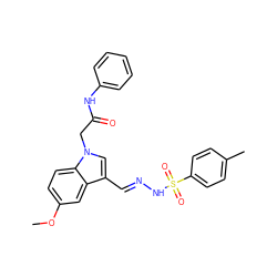 COc1ccc2c(c1)c(/C=N/NS(=O)(=O)c1ccc(C)cc1)cn2CC(=O)Nc1ccccc1 ZINC000096938520