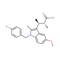 COc1ccc2c(c1)c([C@@H](C)[C@@H](C)C(=O)O)c(C)n2Cc1ccc(Br)cc1 ZINC000027847671