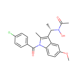 COc1ccc2c(c1)c([C@H](C)N(O)C(C)=O)c(C)n2C(=O)c1ccc(Cl)cc1 ZINC000000586938