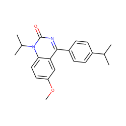 COc1ccc2c(c1)c(-c1ccc(C(C)C)cc1)nc(=O)n2C(C)C ZINC000045355718