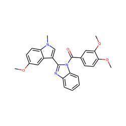 COc1ccc2c(c1)c(-c1nc3ccccc3n1C(=O)c1ccc(OC)c(OC)c1)cn2C ZINC000473105958