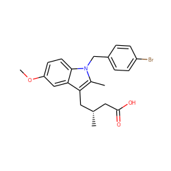 COc1ccc2c(c1)c(C[C@@H](C)CC(=O)O)c(C)n2Cc1ccc(Br)cc1 ZINC000000840512
