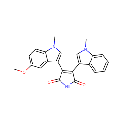 COc1ccc2c(c1)c(C1=C(c3cn(C)c4ccccc34)C(=O)NC1=O)cn2C ZINC000013447744