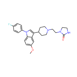 COc1ccc2c(c1)c(C1CCN(CCN3CCNC3=O)CC1)cn2-c1ccc(F)cc1 ZINC000013452485