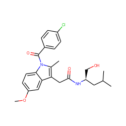 COc1ccc2c(c1)c(CC(=O)N[C@@H](CO)CC(C)C)c(C)n2C(=O)c1ccc(Cl)cc1 ZINC000013441202