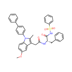 COc1ccc2c(c1)c(CC(=O)N[C@@H](Cc1ccccc1)C(=O)NS(=O)(=O)c1ccccc1)c(C)n2-c1ccc(-c2ccccc2)cc1 ZINC001772626364