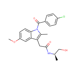 COc1ccc2c(c1)c(CC(=O)N[C@H](C)CO)c(C)n2C(=O)c1ccc(Cl)cc1 ZINC000013441190