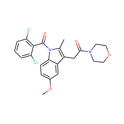 COc1ccc2c(c1)c(CC(=O)N1CCOCC1)c(C)n2C(=O)c1c(Cl)cccc1Cl ZINC000026379103