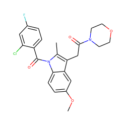 COc1ccc2c(c1)c(CC(=O)N1CCOCC1)c(C)n2C(=O)c1ccc(F)cc1Cl ZINC000026385010