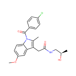 COc1ccc2c(c1)c(CC(=O)NC[C@@H](C)O)c(C)n2C(=O)c1ccc(Cl)cc1 ZINC000013441222