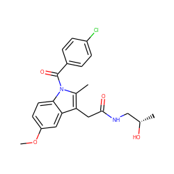 COc1ccc2c(c1)c(CC(=O)NC[C@H](C)O)c(C)n2C(=O)c1ccc(Cl)cc1 ZINC000013441224