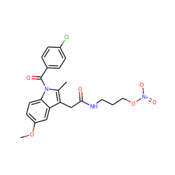 COc1ccc2c(c1)c(CC(=O)NCCCO[N+](=O)[O-])c(C)n2C(=O)c1ccc(Cl)cc1 ZINC000006733259