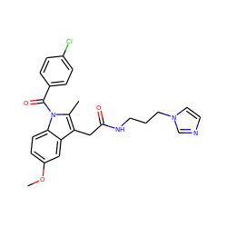 COc1ccc2c(c1)c(CC(=O)NCCCn1ccnc1)c(C)n2C(=O)c1ccc(Cl)cc1 ZINC000912518176