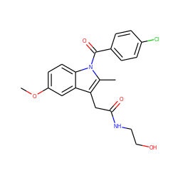 COc1ccc2c(c1)c(CC(=O)NCCO)c(C)n2C(=O)c1ccc(Cl)cc1 ZINC000013441180