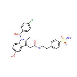 COc1ccc2c(c1)c(CC(=O)NCCc1ccc(S(N)(=O)=O)cc1)c(C)n2C(=O)c1ccc(Cl)cc1 ZINC000103009201