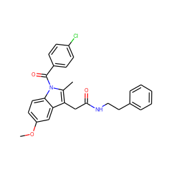 COc1ccc2c(c1)c(CC(=O)NCCc1ccccc1)c(C)n2C(=O)c1ccc(Cl)cc1 ZINC000000602343