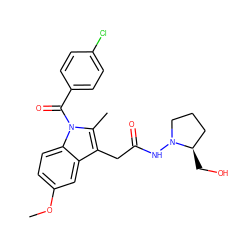 COc1ccc2c(c1)c(CC(=O)NN1CCC[C@H]1CO)c(C)n2C(=O)c1ccc(Cl)cc1 ZINC000028759512