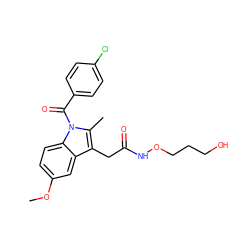 COc1ccc2c(c1)c(CC(=O)NOCCCO)c(C)n2C(=O)c1ccc(Cl)cc1 ZINC000028862892