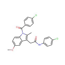 COc1ccc2c(c1)c(CC(=O)Nc1ccc(Cl)cc1)c(C)n2C(=O)c1ccc(Cl)cc1 ZINC000013809397