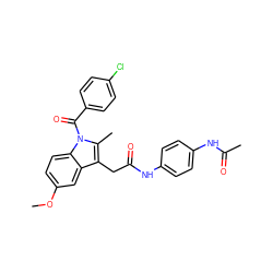 COc1ccc2c(c1)c(CC(=O)Nc1ccc(NC(C)=O)cc1)c(C)n2C(=O)c1ccc(Cl)cc1 ZINC000001483962