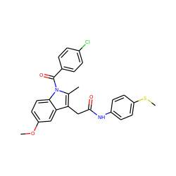 COc1ccc2c(c1)c(CC(=O)Nc1ccc(SC)cc1)c(C)n2C(=O)c1ccc(Cl)cc1 ZINC000013809399