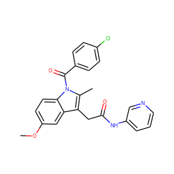 COc1ccc2c(c1)c(CC(=O)Nc1cccnc1)c(C)n2C(=O)c1ccc(Cl)cc1 ZINC000013809411